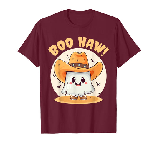 Boo Haw Funny Halloween Western Cowboy Ghost Men Women Kids T-Shirt