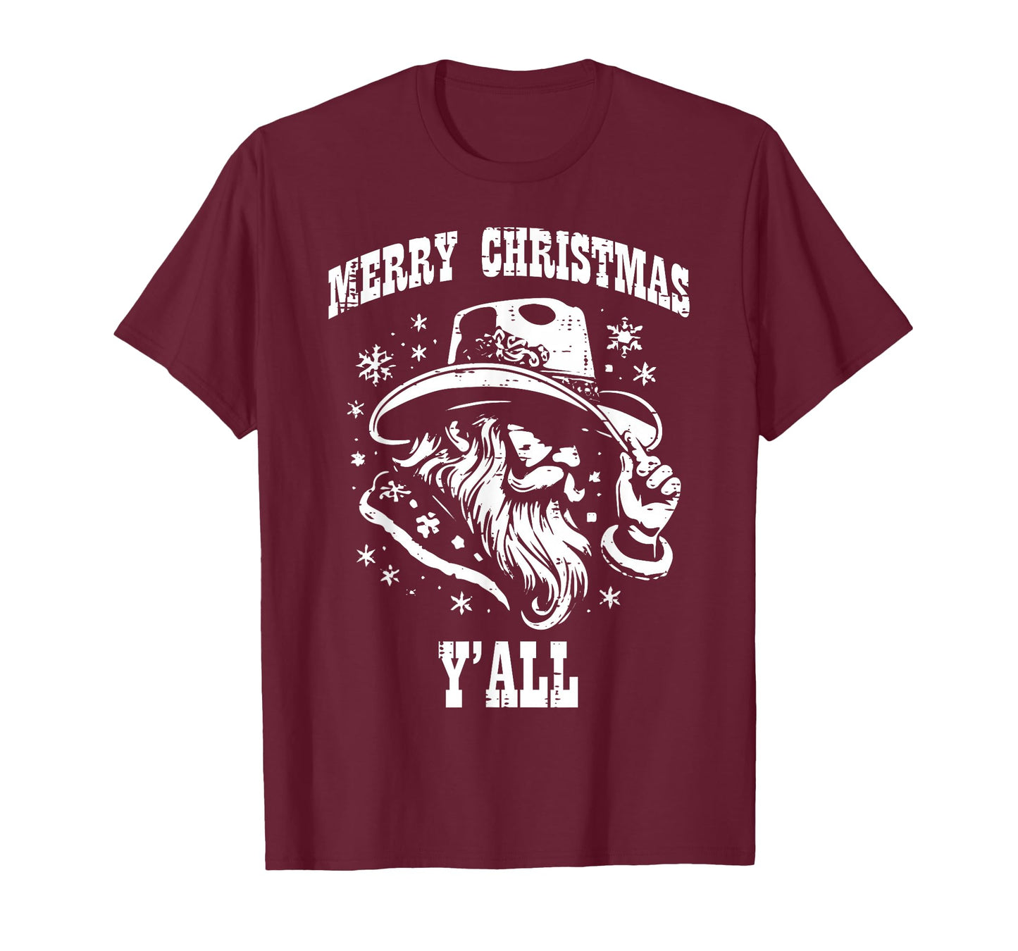 Merry Christmas Yall Santa Cowboy Xmas Country Men Women Kid T-Shirt