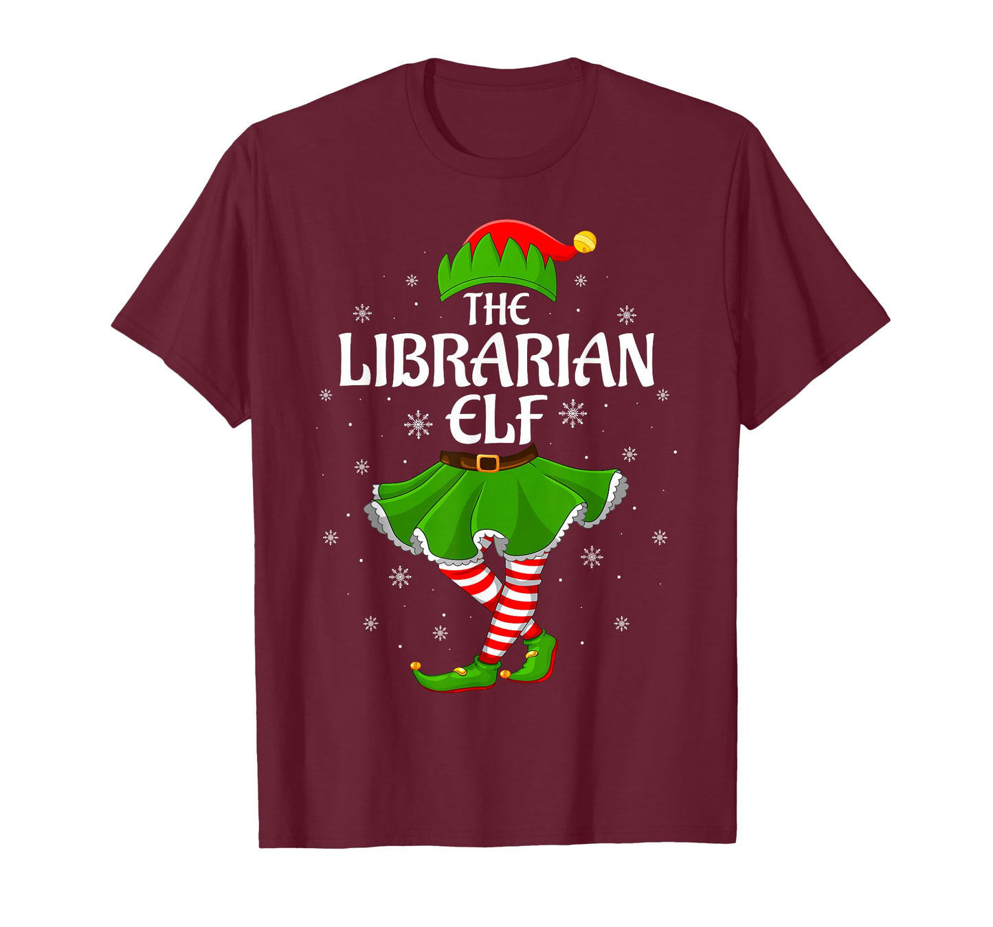 Librarian Elf Christmas Family Women Girls Elf Squad Xmas T-Shirt