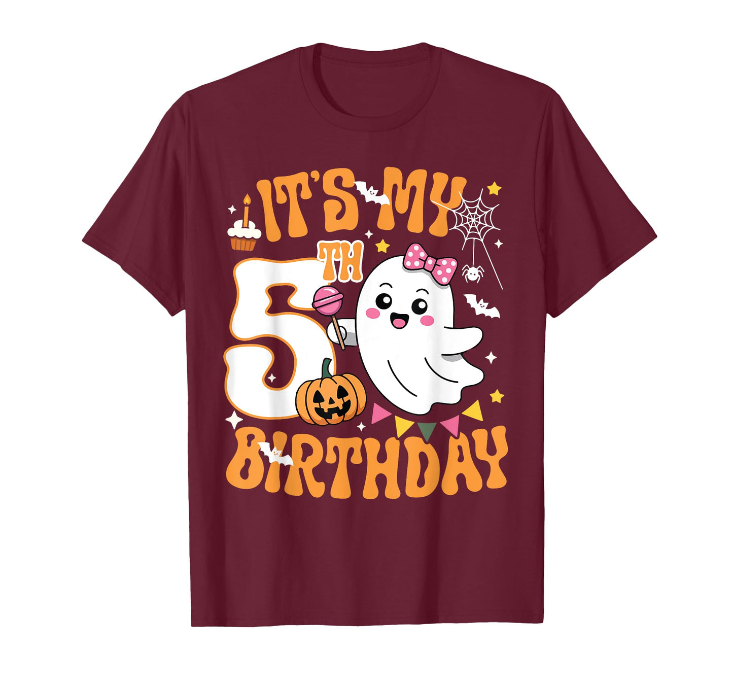 It's My 5th Birthday 5 Years Old Funny Halloween Boo Ghost T-Shirt
