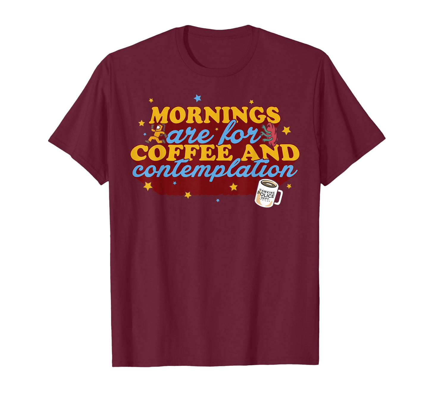 Netflix Stranger Things Coffee And Contemplation Typographic T-Shirt