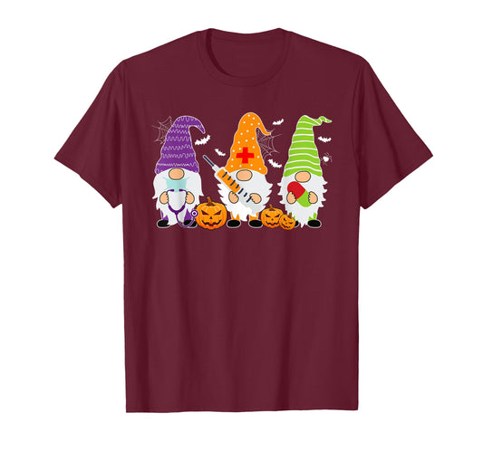Halloween Gnome Nurse Costume Nursing Women Men T-Shirt