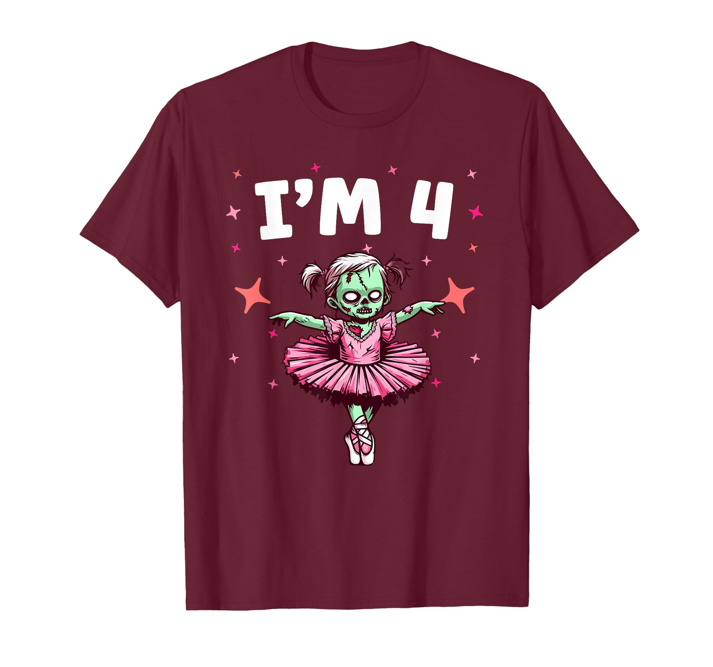 Ballerina Zombie Birthday 4th Birthday Party I'm 4 T-Shirt