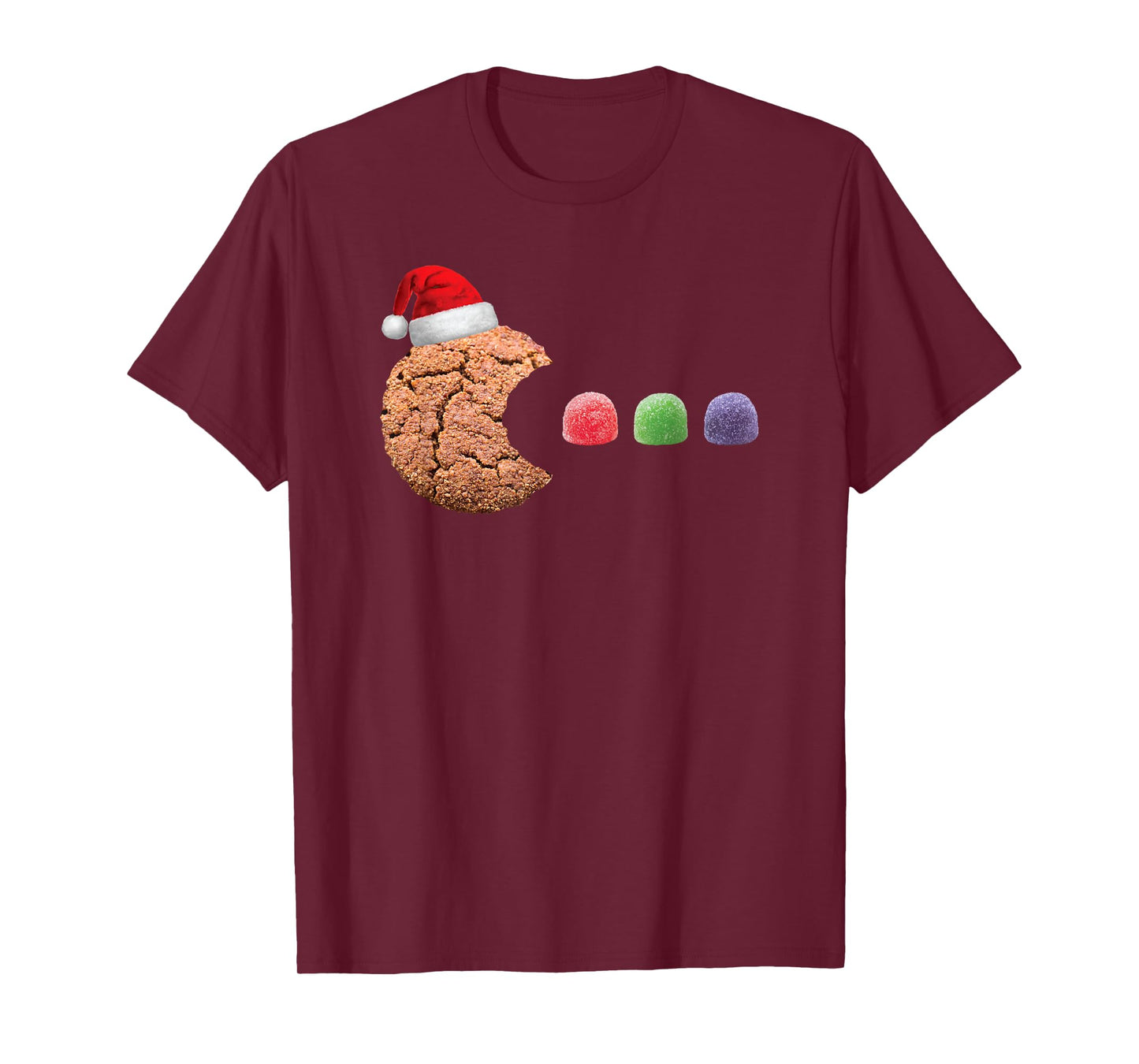 Funny 80's Retro Gamer Gingerbread Cookie Gumdrops Christmas T-Shirt
