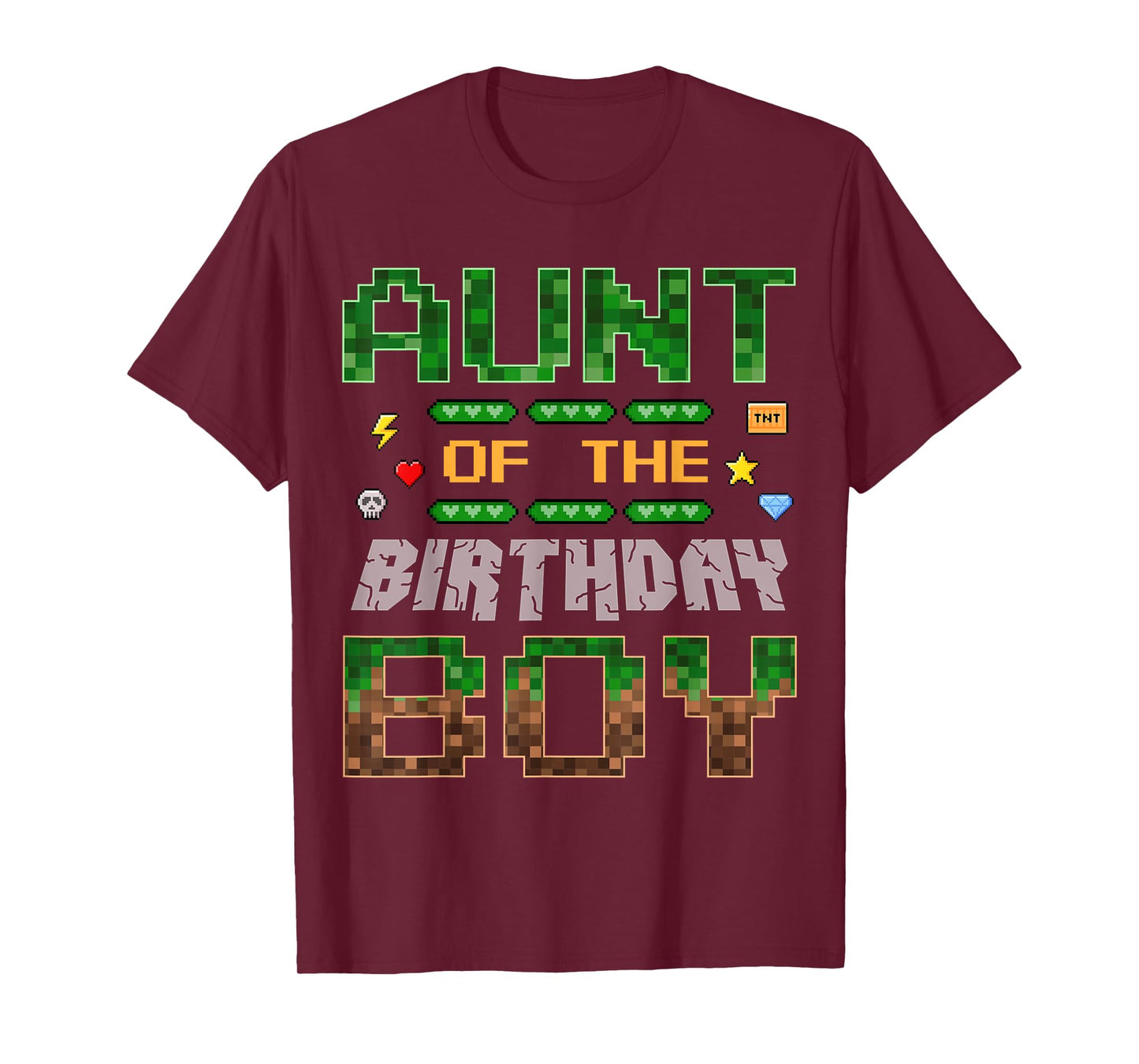 Aunt of The Birthday Boy Pixel Gamer Family Love T-Shirt