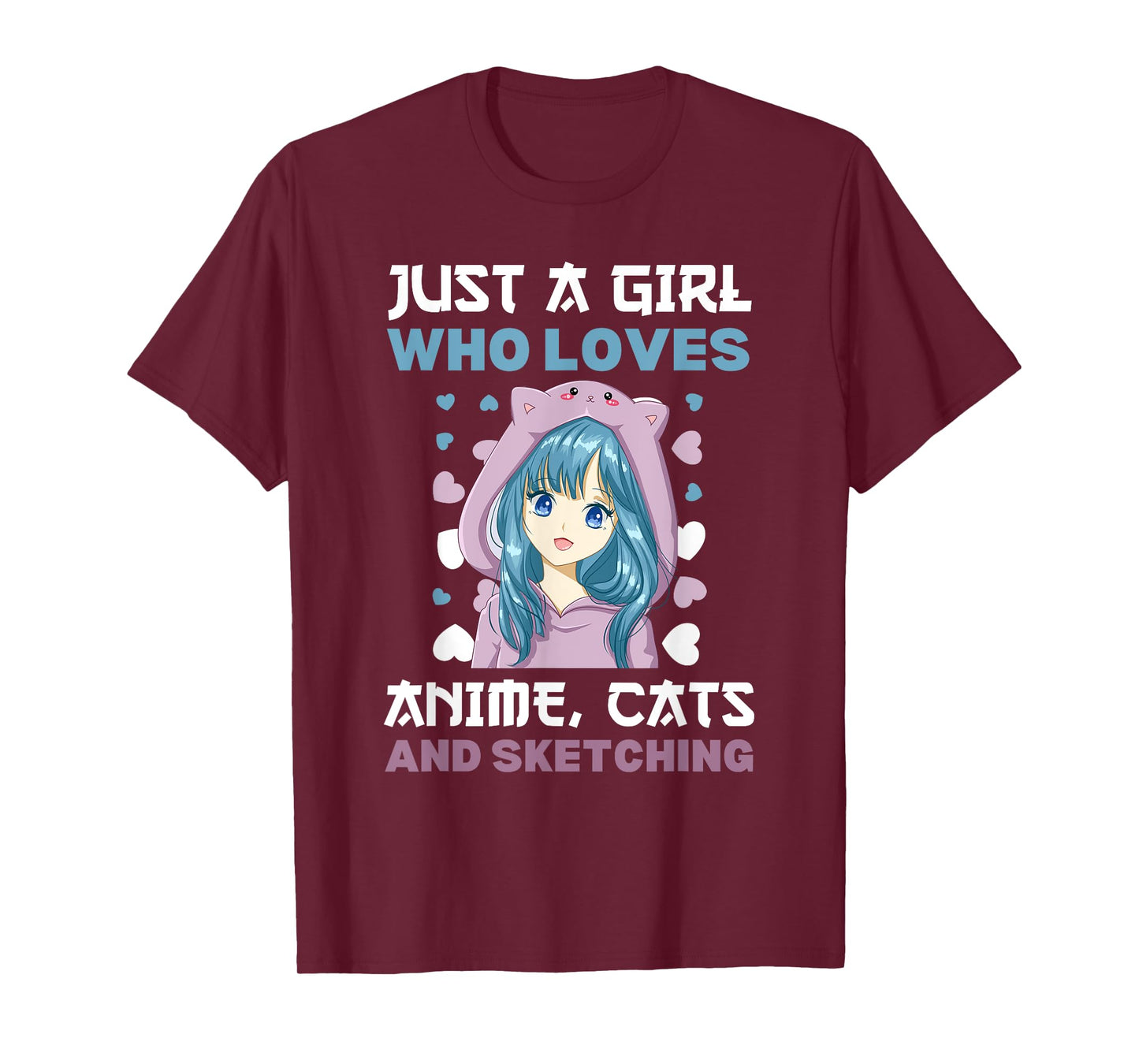 Anime Girls Just A Girl Who Loves Anime Cats and Sketching T-Shirt