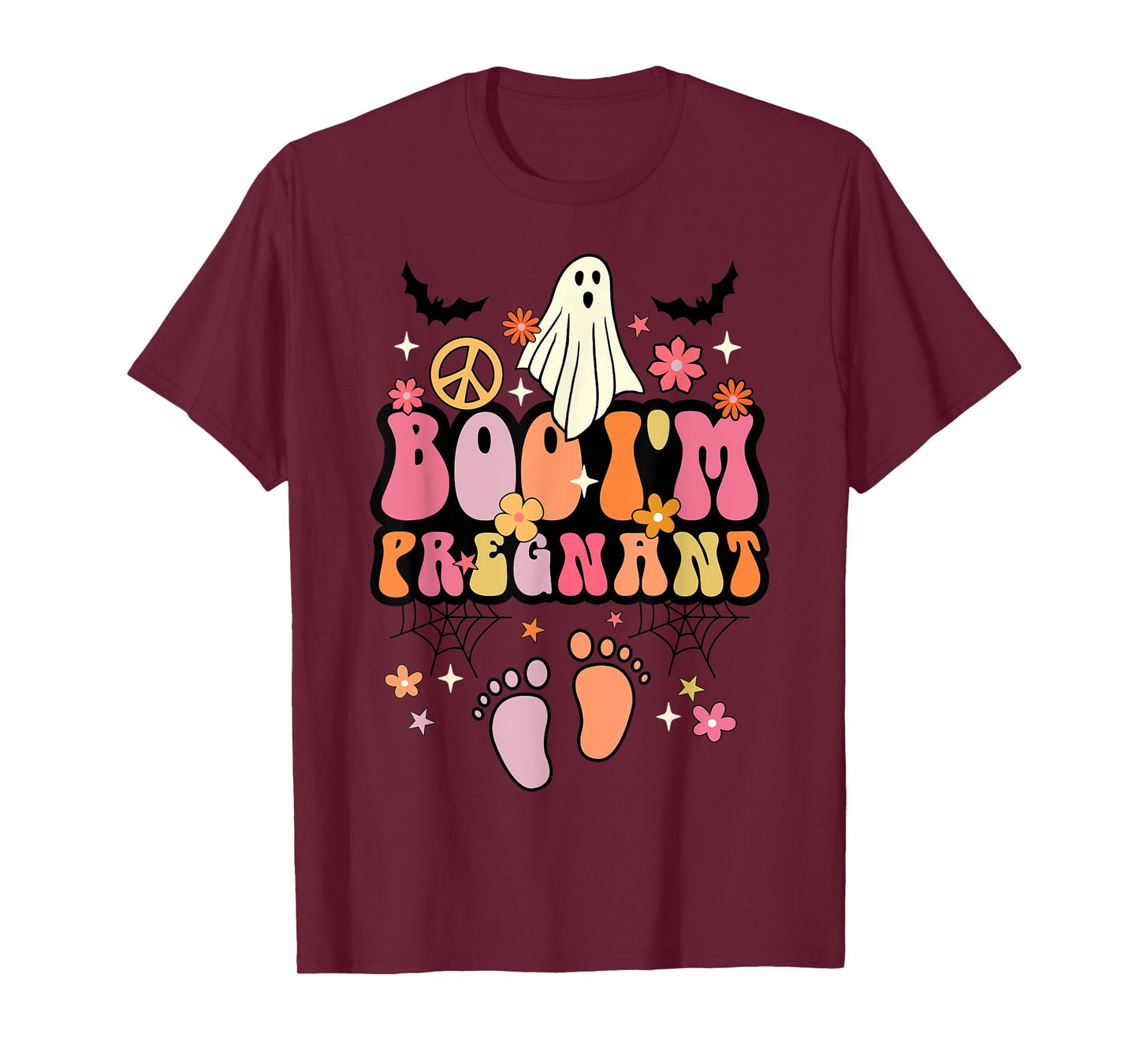 Boo I'm Pregnant Halloween Groovy Ghost Pregnancy Ghost Baby T-Shirt
