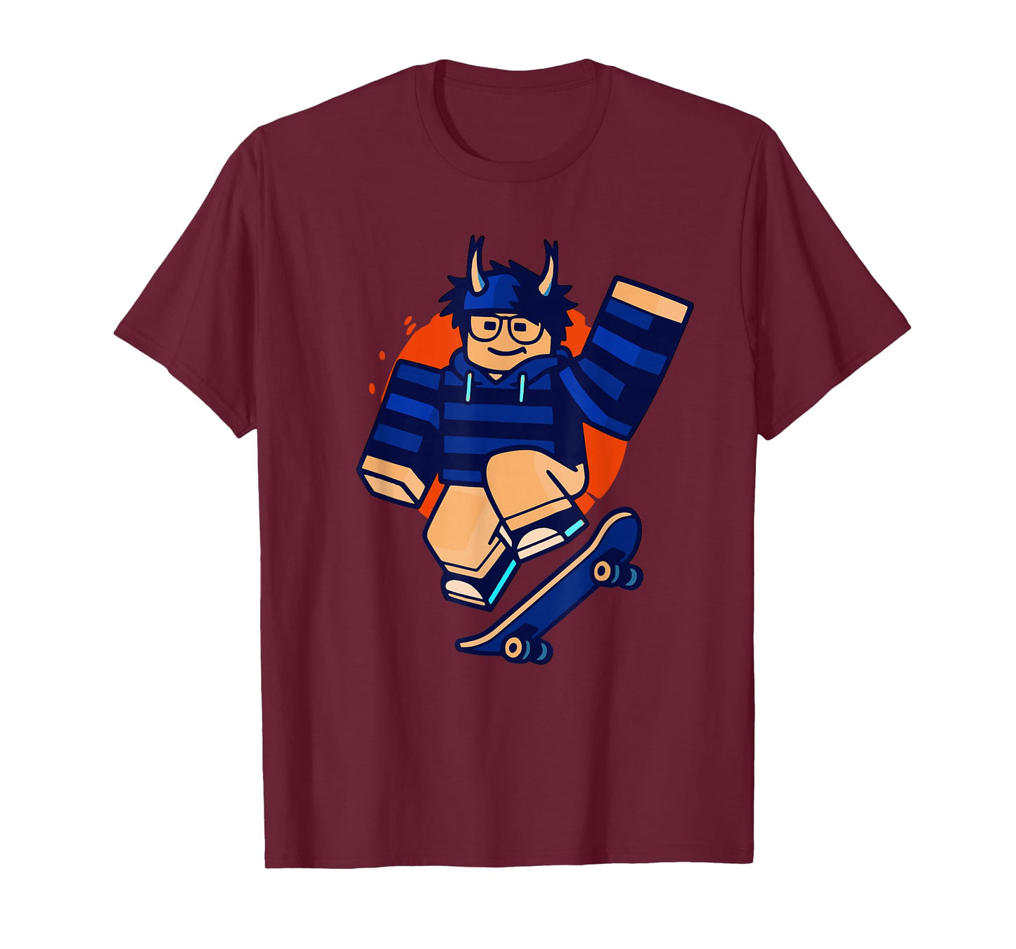 Blox Noob Skater Funny Meme Gamer Skateboarding T-Shirt