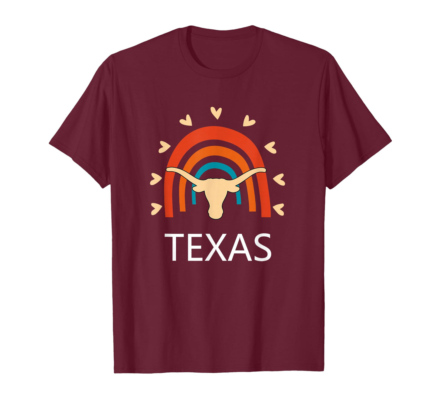 Texas Longhorn Cow Vintage Rainbow Retro T-Shirt
