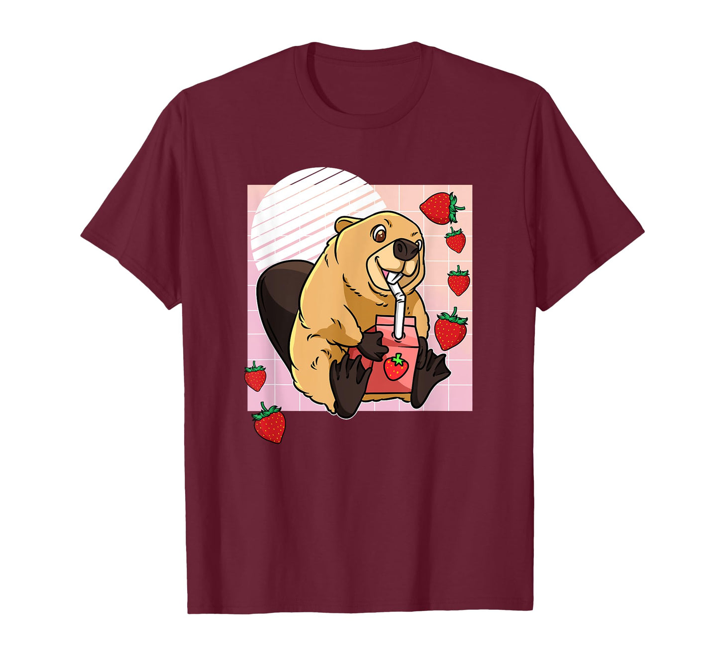 Kawaii Beaver Strawberry Milk 90's Vaporwave T-Shirt