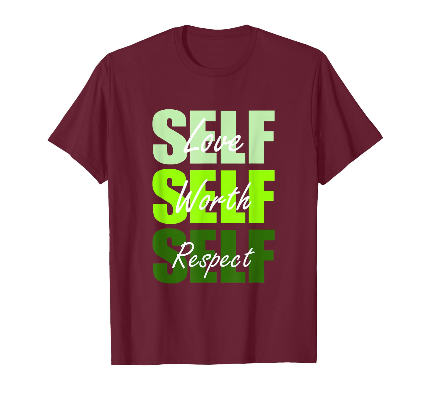 Green Self-ish X 3 Green Color Graphic T-Shirt