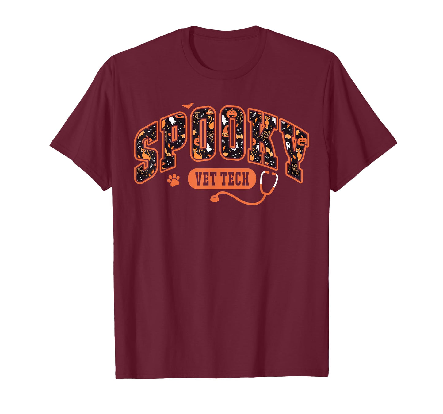 Spooky Vet Tech Veterinarian Halloween Veterinary Dog Paw T-Shirt