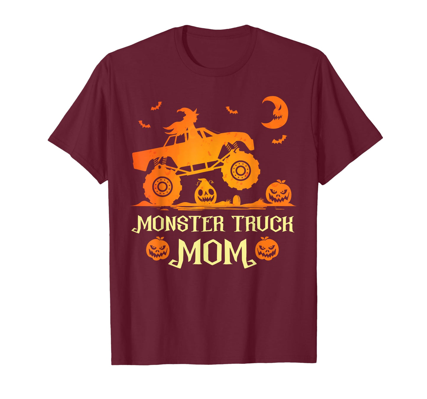 Monster Truck Mom Truck Lovers Pumpkins Halloween Witch T-Shirt