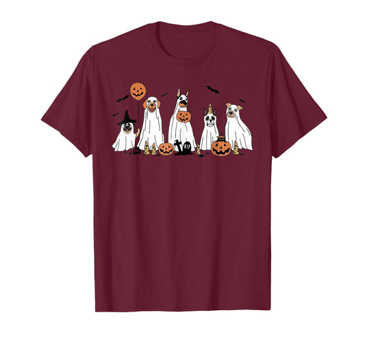 Cute Halloween Dogs Dressed As Ghosts Pumpkins for Women T-Shirt