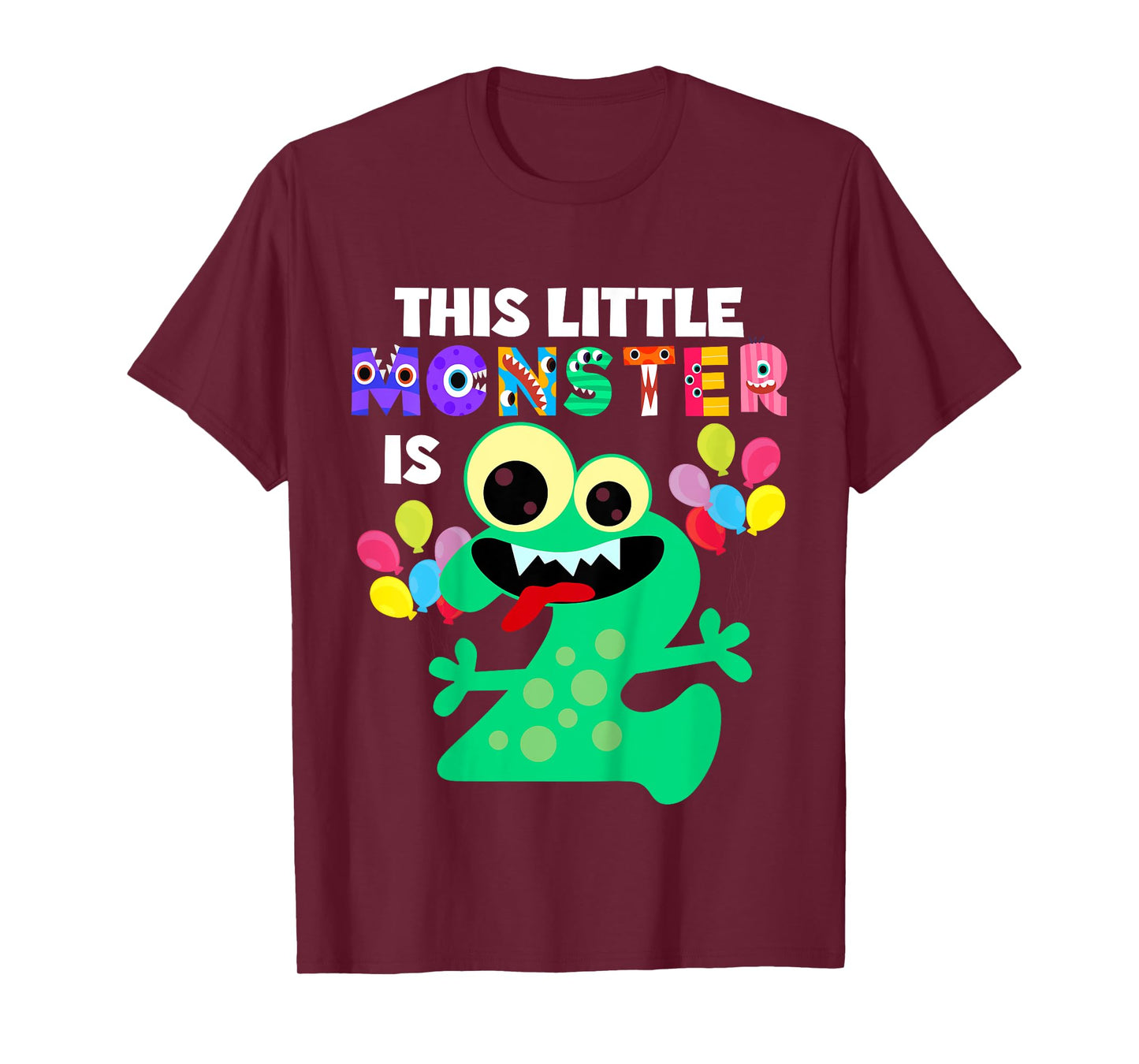 This Little Monster is 2 Two Years 2nd Birthday Party Aliens T-Shirt