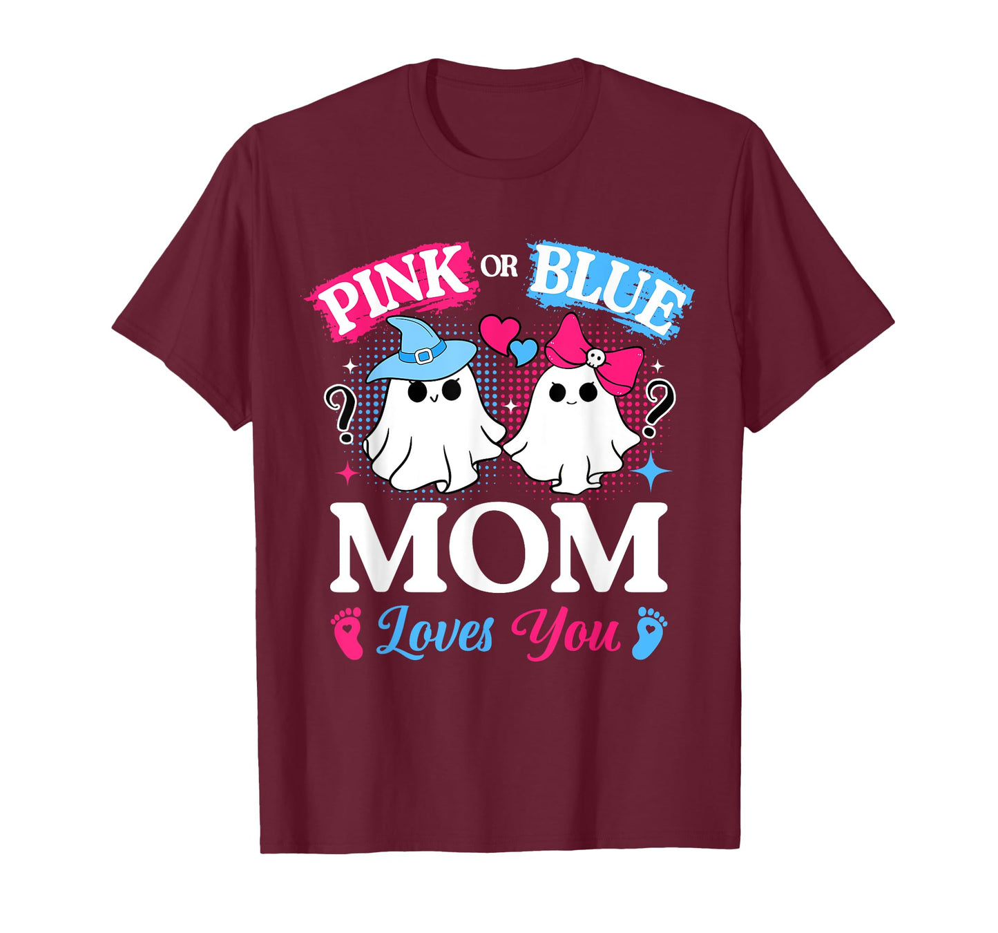 Pink or Blue Mom Loves You Gender Reveal Halloween T-Shirt