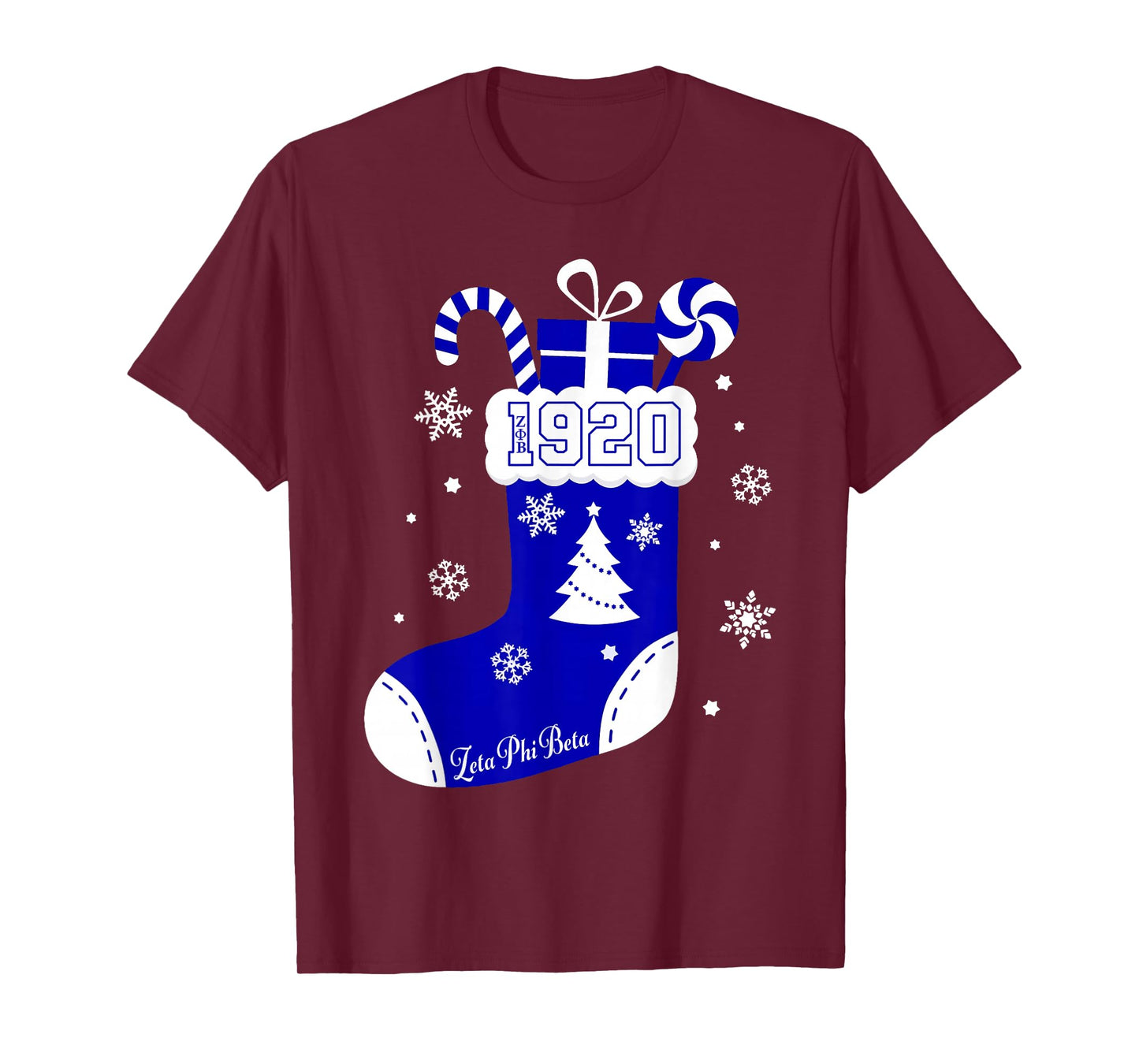 Christmas Sock Candy Cane ZEta Women Girls Apparel Black Casual Modern Holiday T-Shirt