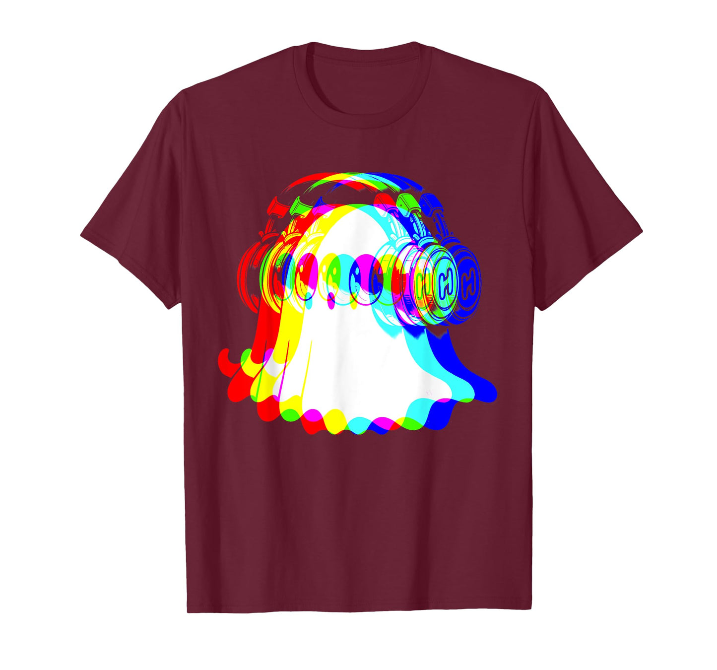 House Music Ghost DJ Rave Color Optical Illusion Halloween T-Shirt