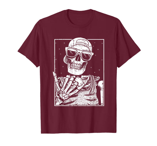 Skeleton Rock Hand Halloween Costume Cool Rock Music Rocker T-Shirt