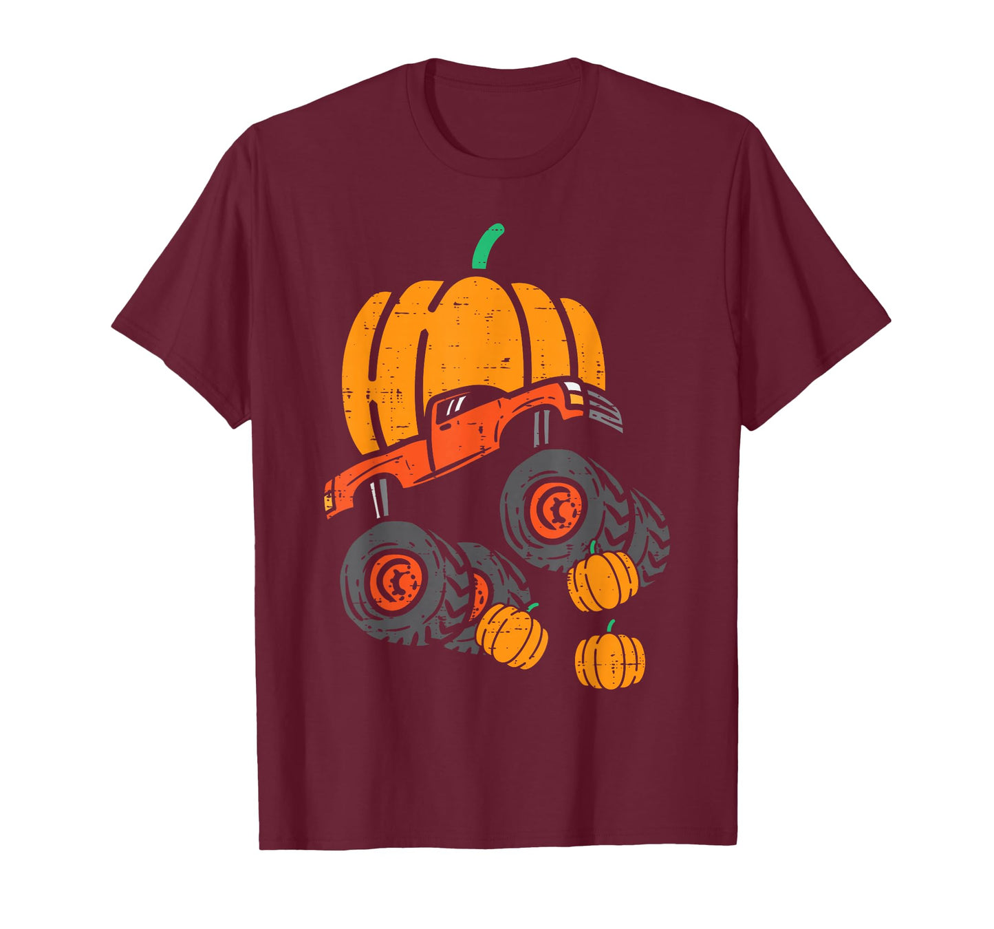 Thanksgiving Pumpkin On Monster Truck Fall Boys Kids Toddler T-Shirt