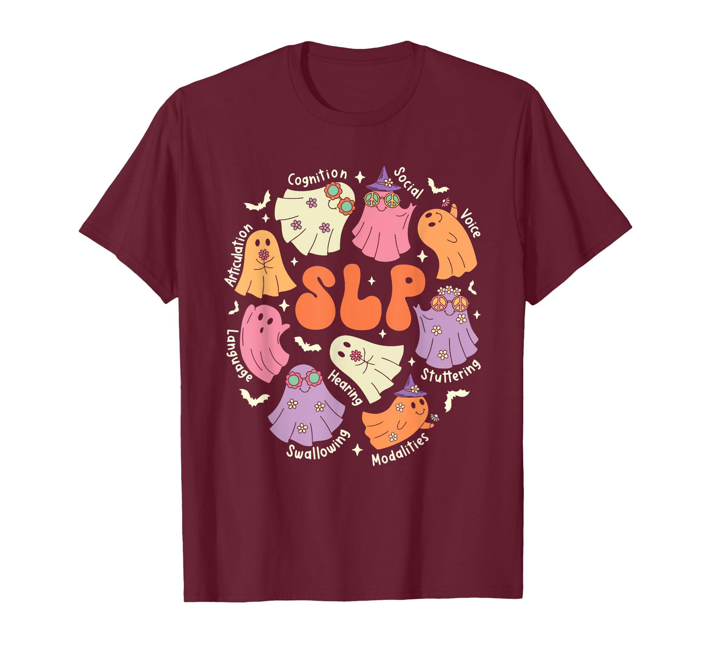 Cute Ghost Friends Halloween AAC SLP Squad Speech Language T-Shirt