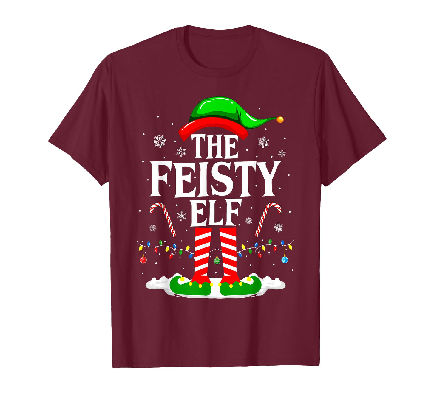 The Feisty Elf Xmas Funny Matching Family Group Christmas T-Shirt