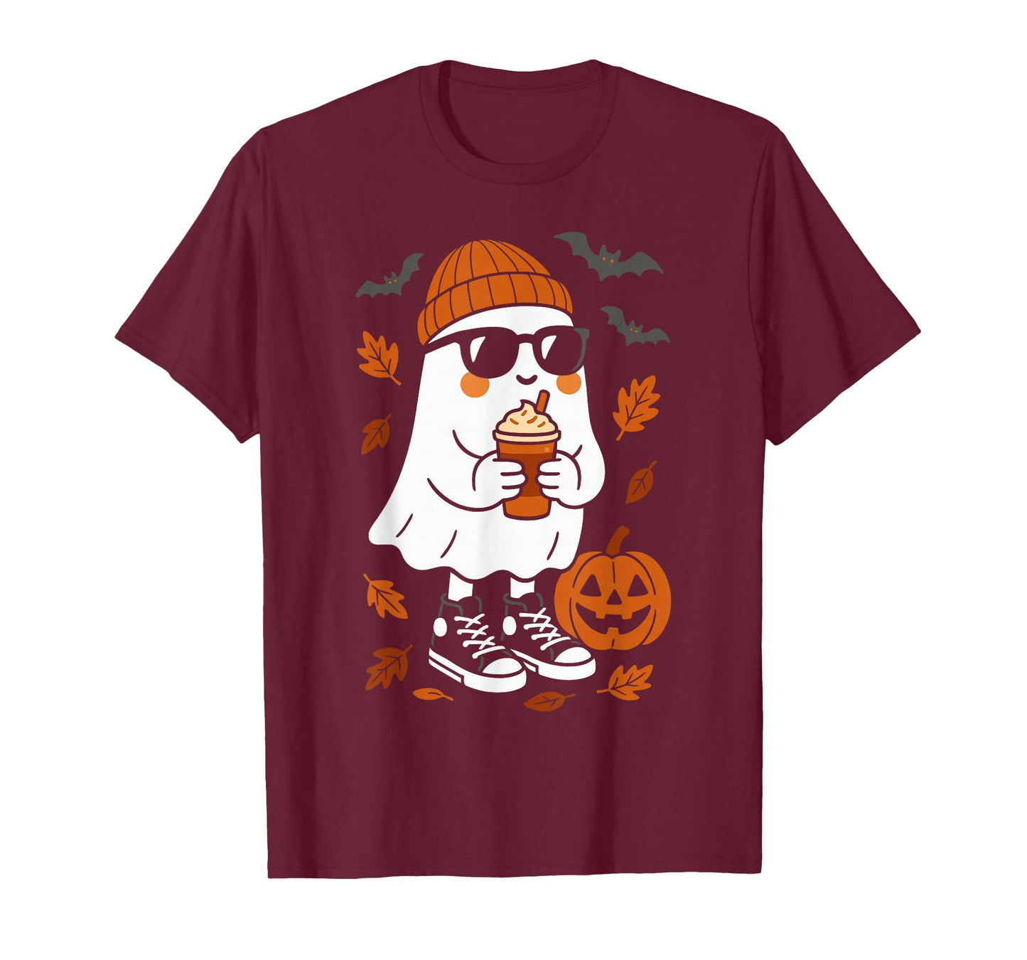 Cute Ghost Pumpkin Men Women Kids Funny Halloween T-Shirt