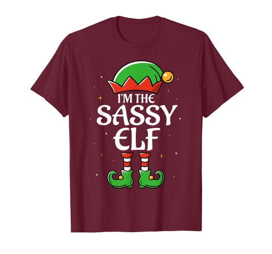 The Sassy Elf for Girls Boys Women Men Matching Christmas T-Shirt