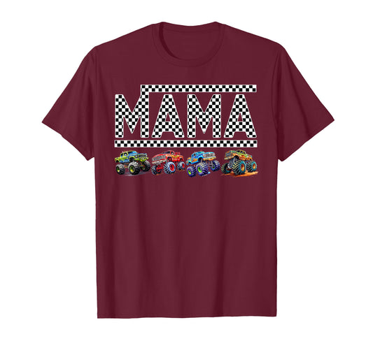 Mama Retro Monster Truck Family Crew Birthday Matching Party T-Shirt