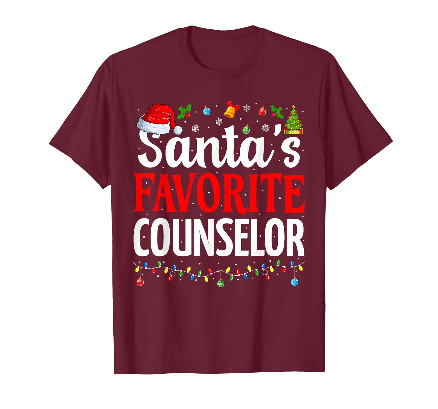 Santa’s Favorite Counselor Cool Christmas School Counselor T-Shirt