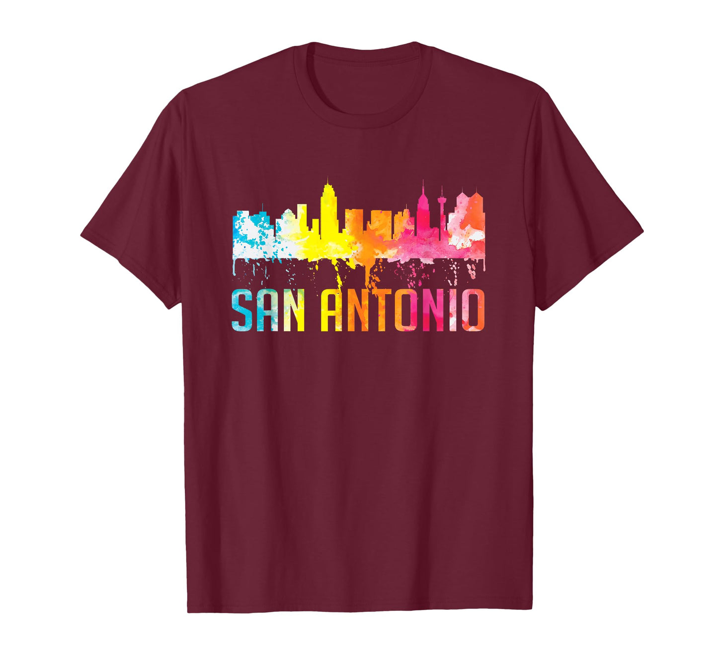 San Antonio Texas Retro Watercolor City Skyline Art Souvenir T-Shirt