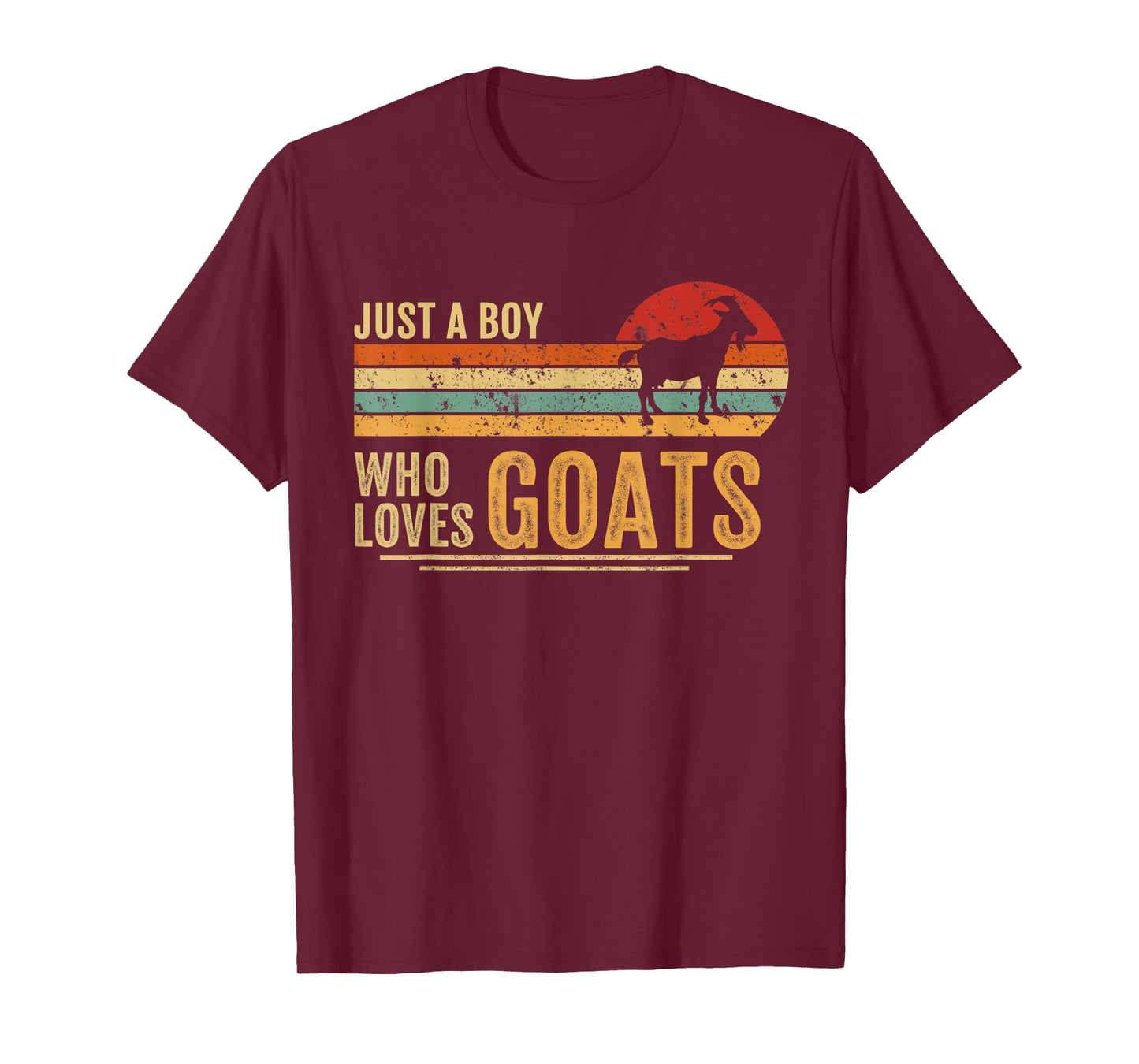 Just A Boy Who Loves Goats Retro Farmer Funny Goats Lover T-Shirt