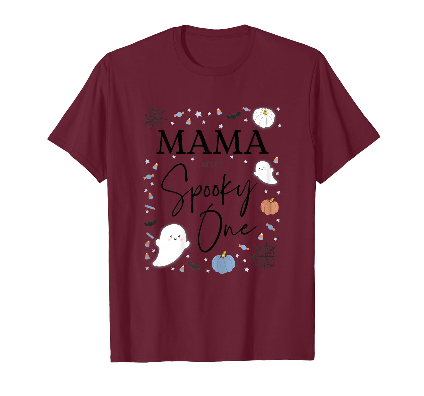Womens Mama of the Spooky One First Birthday Blue Boy 1st Halloween T-Shirt