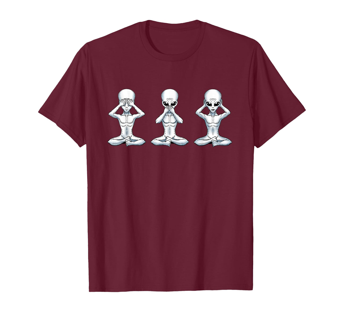 Funny Alien See No Evil Speak No Evil Hear No Evil Space Pun T-Shirt