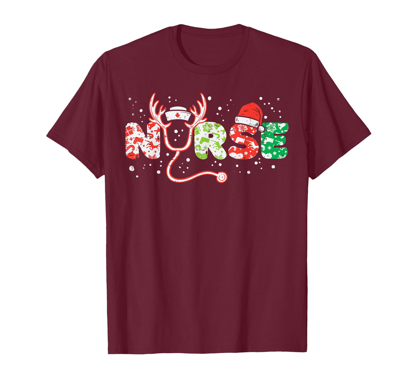 Nurse Christmas Stethoscope Nurses Xmas Scrub Top Women T-Shirt