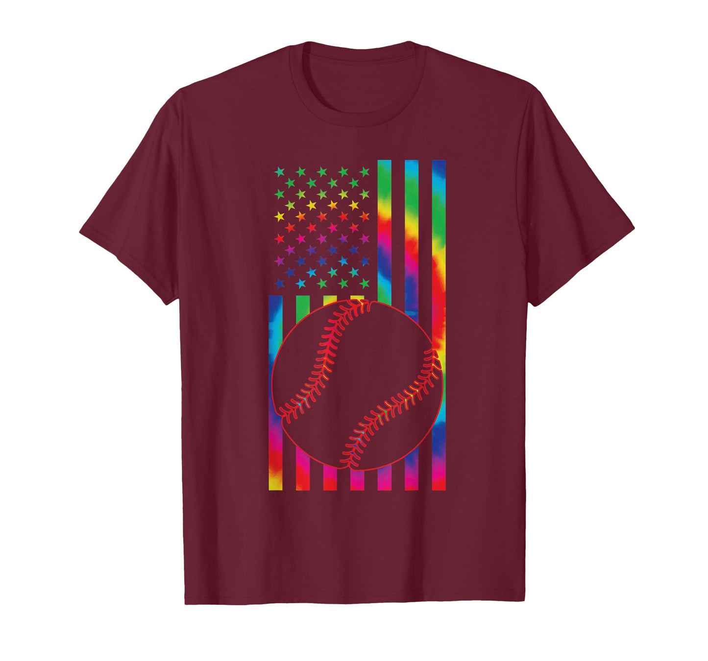 ball of Baseball Tie dye American Flag baseball sport T-Shirt
