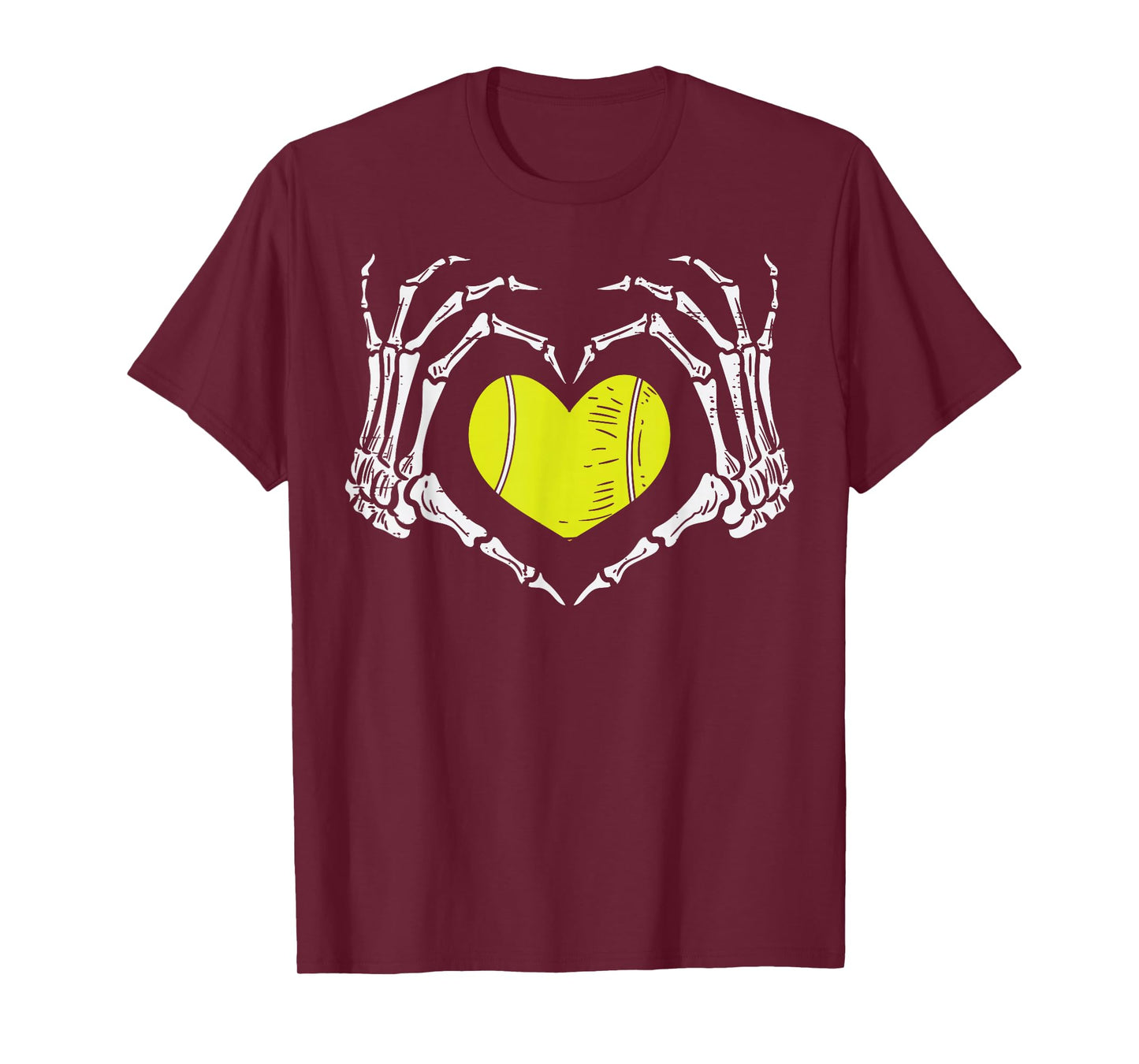 Halloween Tennis Heart Skeleton Hand Costume Men Boys Kids T-Shirt