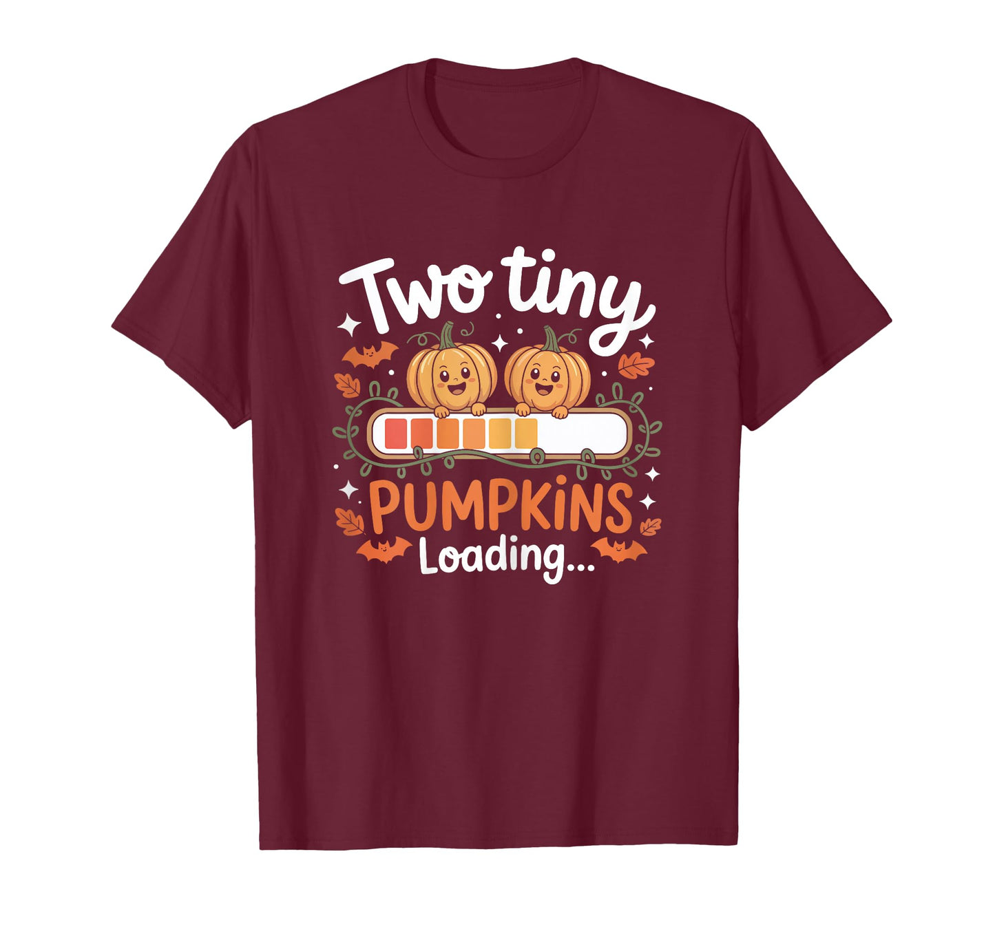 Womens Twins Pregnancy Mom Halloween Costume Two Pumpkins Loading T-Shirt