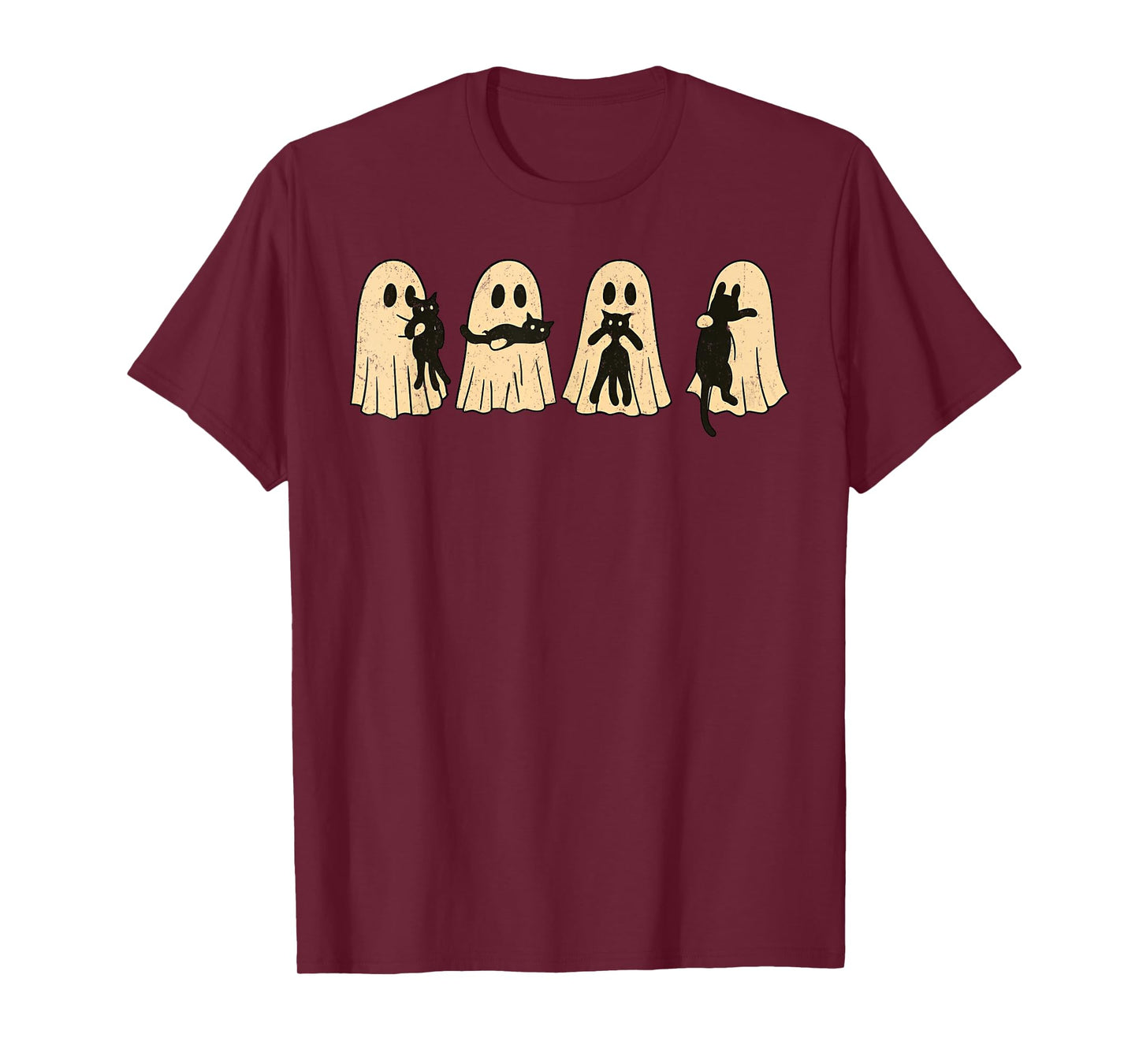 Funny Ghost With Black Cat Halloween T-Shirt