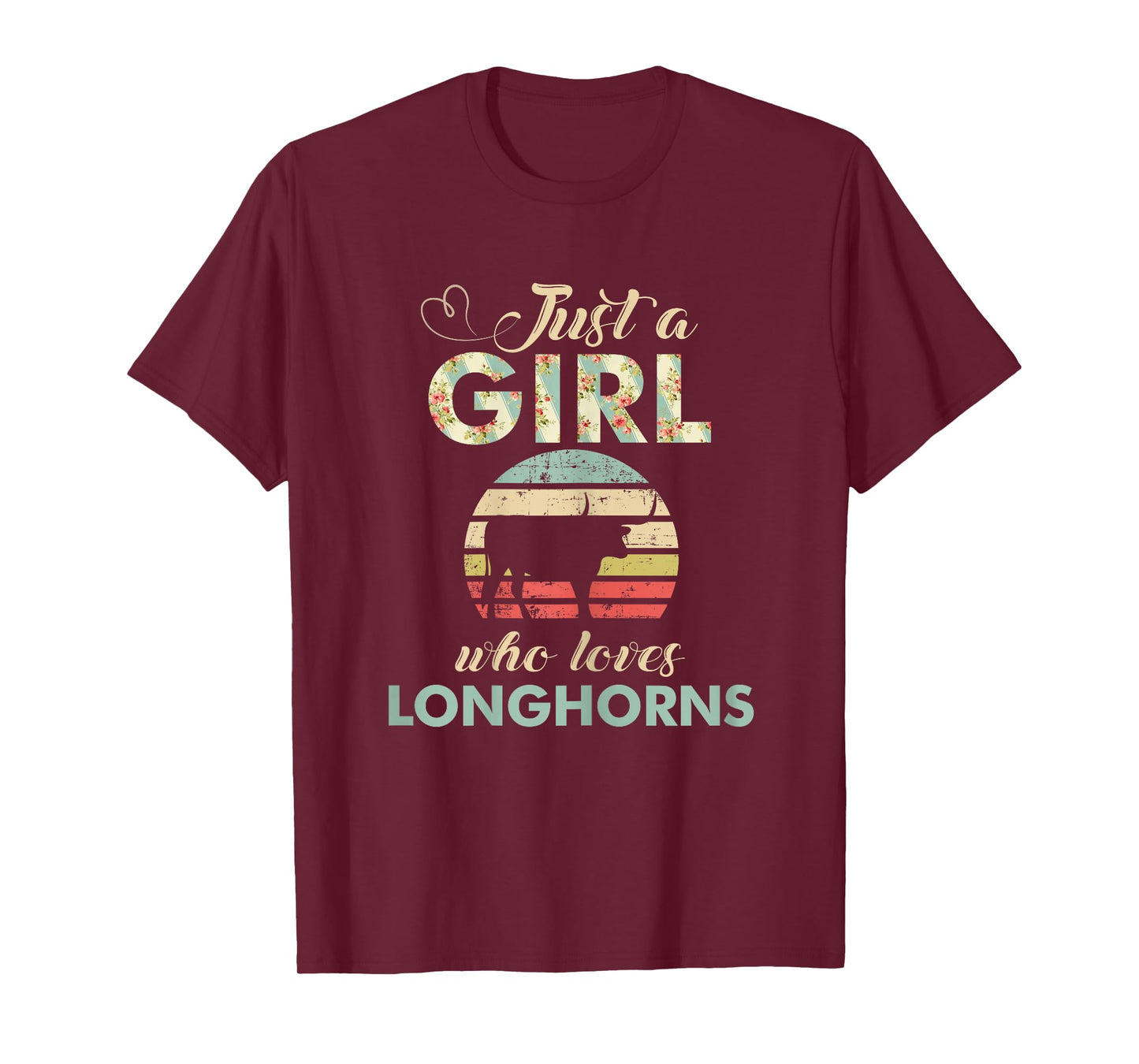 Just a Girl Who Loves Longhorns Retro Texas Longhorn T-Shirt