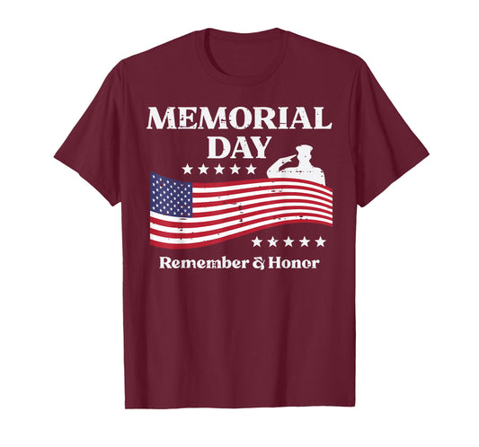 Memorial Day USA Flag Remember Honor Patriot Men Women Kids T-Shirt