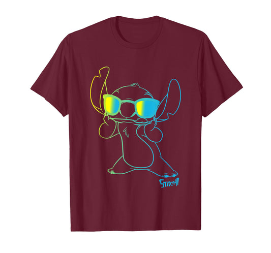 Disney Lilo & Stitch Cool Stitch Neon Outline Chest Portrait T-Shirt