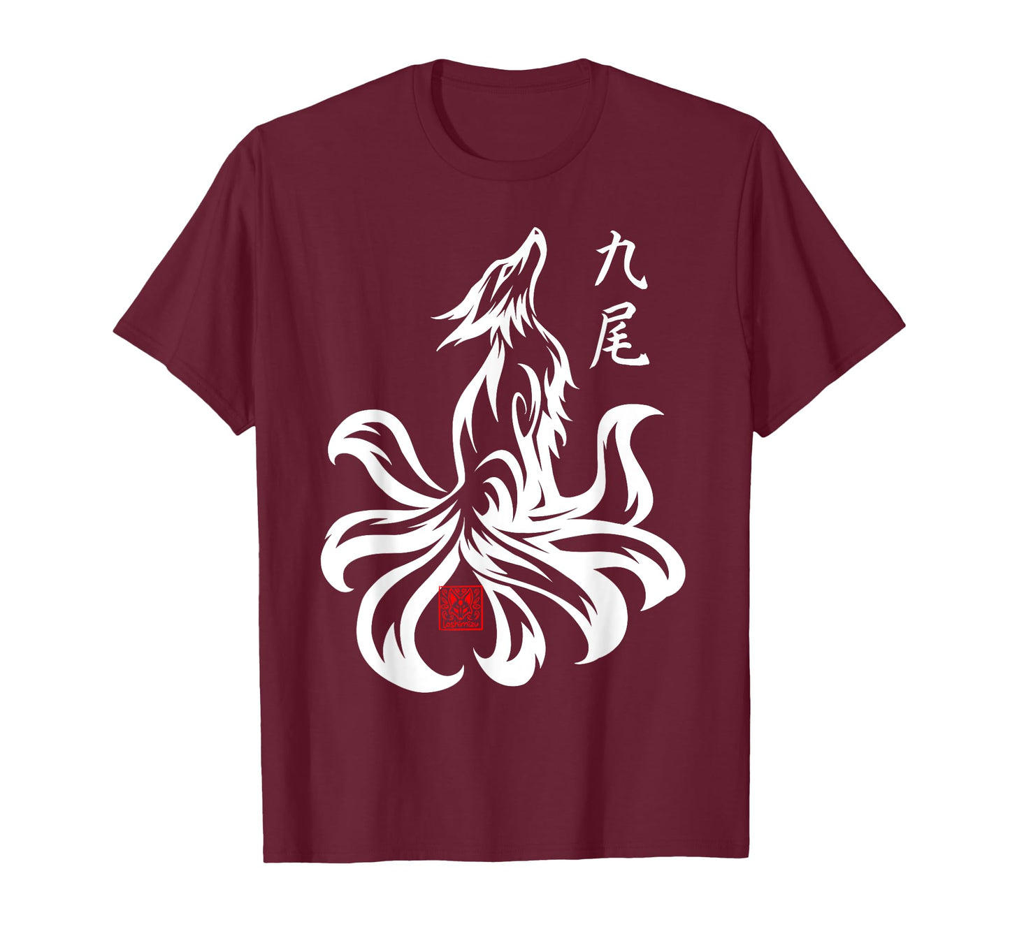 Japanese Nine Tailed Fox Kyubi Kitsune Spirit Tribal animal T-Shirt