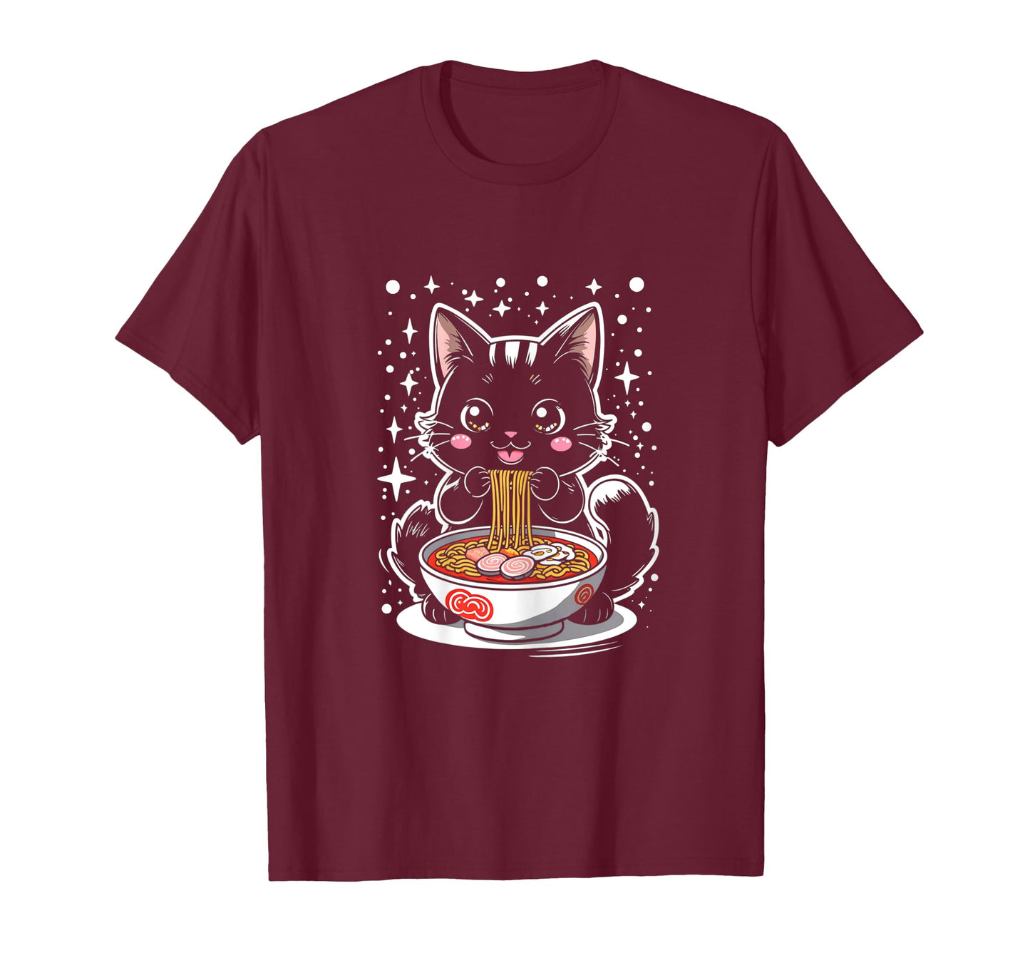 Kawaii Cat Eating Ramen Cat Japanese Funny Cat Anime Noodles T-Shirt