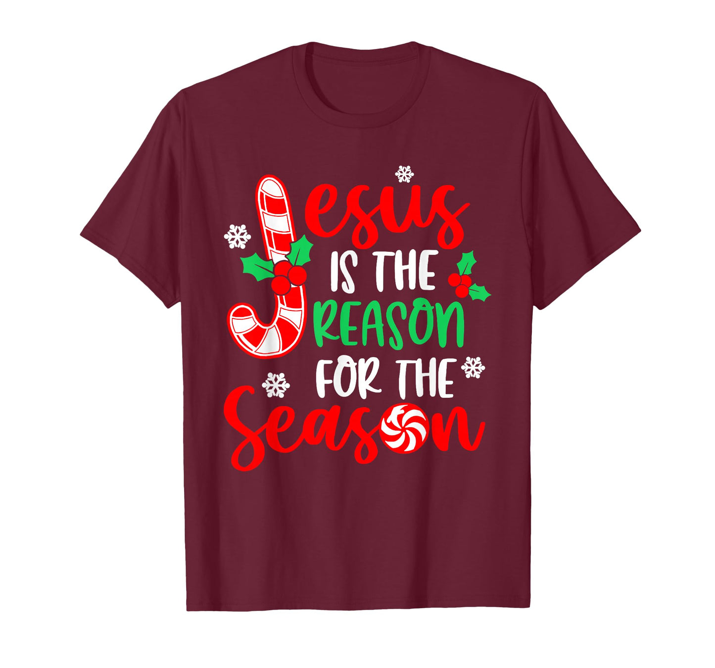Jesus is The Reason for The Season Christmas Xmas Candy Cane T-Shirt