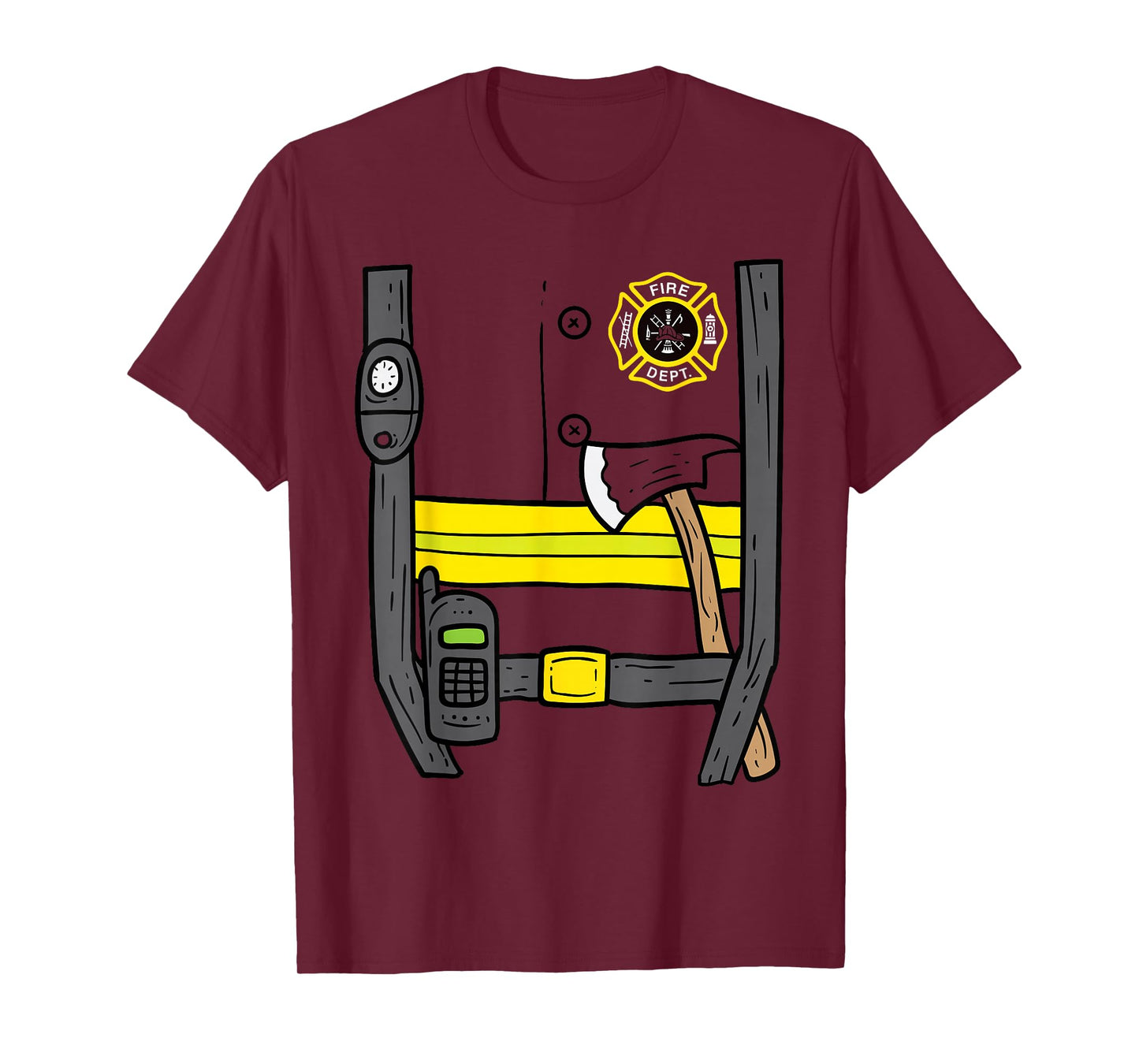 Firefighter Fireman Easy Lazy DIY Halloween Costume Boys T-Shirt