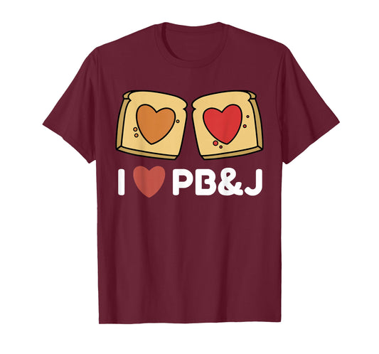 I Love PB&J T-shirt Peanut butter and jelly sandwich hearts T-Shirt