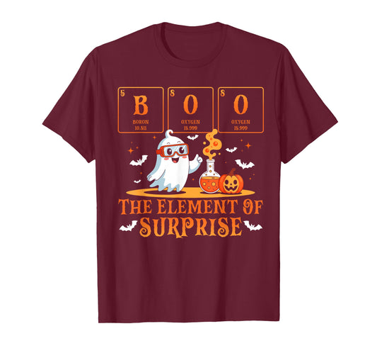 Halloween Chemistry Boo The Element of Surprise Cute Ghost T-Shirt