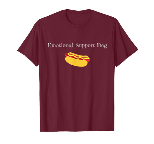 Emotional Support Dog Funny Hot Dog Play On Words T-Shirt