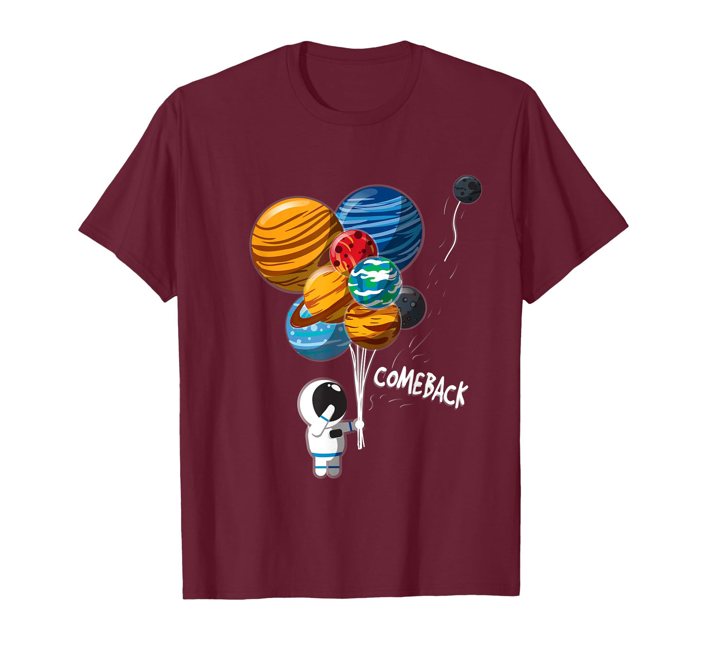 Astronaut Balloon Planets Pluto Outer Space Traveler T-Shirt